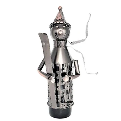 Abbildung von Flaschenhalter Skifahrer H 34cm Metall Wein Flaschen Halter