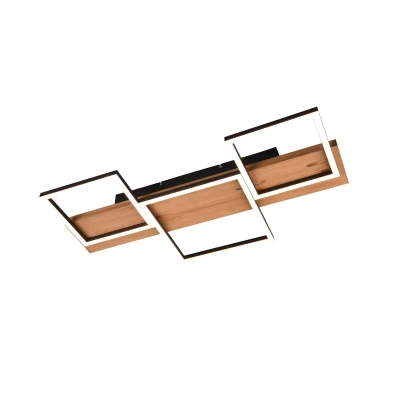 Abbildung von TRIO Leuchten LED Deckenleuchte Harper, Dimmfunktion, mehrere Helligkeitsstufen, fest integriert, warmweiß, Deckenlampe aus Holz + Metall mit 3 Dimmstufen, 4000 Lm