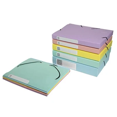 Abbildung von Exacompta 18560E Premium Sammelbox Aquarel mit Gummizug 25 mm breit aus Colorspan Karton Rückenschild für DIN A4 Archivbox Heftbox Dokumentenbox Zeichenbox Sammelmappe 1 Stück Zufallsfarbe