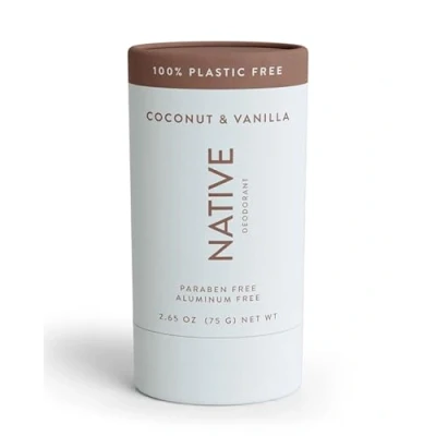 Abbildung von Native Plastikfreies Deodorant Natürliches für Damen und Herren, Aluminiumfrei mit Backpulver, Probiotika, Kokosöl Sheabutter Kokosnuss &amp; Vanille