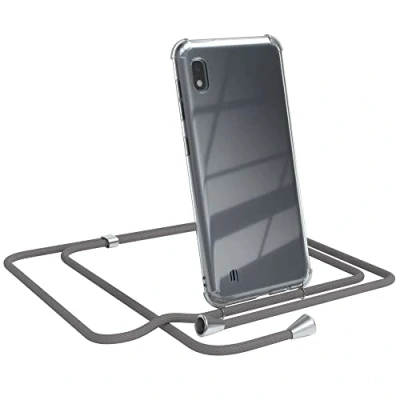 Abbildung von EAZY CASE Handykette kompatibel mit Samsung Galaxy A10 Handyhülle Umhängeband, Handykordel Schutzhülle, Silikonhülle, Hülle Band, Stylische Kette für Smartphone, Anthrazit