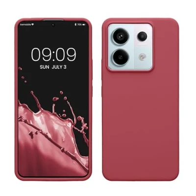Abbildung von kwmobile Hülle kompatibel mit Xiaomi Redmi Note 13 Pro 5G / Poco X6 Silikon Handy Case Handyhülle weiche Oberfläche kabelloses Laden Dark Rose