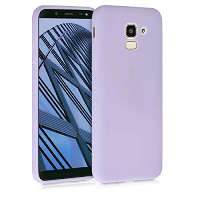 Abbildung von kwmobile Hülle kompatibel mit Samsung Galaxy J6 weiches TPU Silikon Case Cover geeignet für kabelloses Laden Lavendel