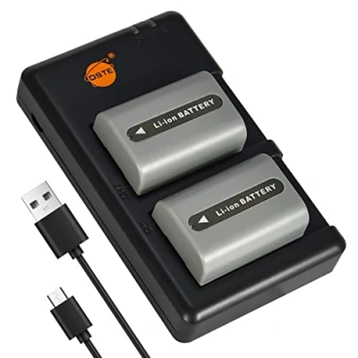 Abbildung von DSTE 2PCS NP FP50(1100mAh/7.4V) Batterie Ladegerät Compatible für Sony FP30,NP FP60,NP FP70,NP FP71,DCR 30,DCR DVD105,DCR DVD202E,DCR DVD203E,DCR DVD205E,DCR DVD304E,DCR DVD305,DCR DVD403 Kamera