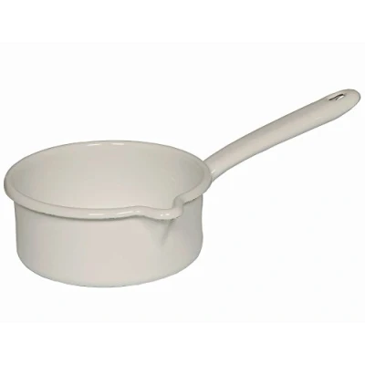 Abbildung von Riess Bratentopf Classic Weiss, Weiß Stielkasserolle 14 cm / 0,75 L Emaille