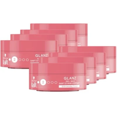 Abbildung von Schwarzkopf TAFT Gel Wax Strahlender Glanz (8x 75ml), Haarwax für glänzendes Finish, schonend Haar und Kopfhaut, veganes, Haarstyling Gelwax