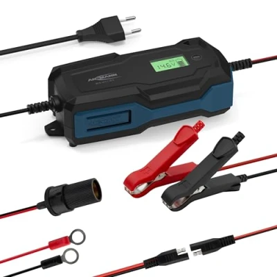 Abbildung von ANSMANN Intelligentes 10 Stufen Ladegerät 6V 12V / A mit LCD Display für Blei Säure , Gel und Vlies Batterien, sowie LiFePo4 Batterien Auto, Motorrad Kleintransporter