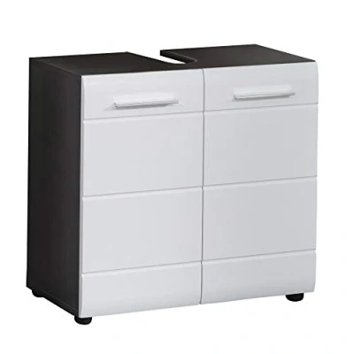 Abbildung von trendteam smart living Waschbeckenunterschrank Unterschrank Badezimmer Line Aufbaumaß (BxHxT) 60 x 57 31 cm Farbe Sardegna Rauchsilber mit Weiß Hochglanz 189830103