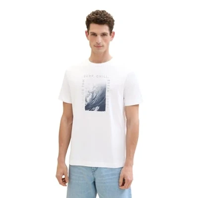 Abbildung von TOM Tailor MIT Fotoprint Tshirt print, Herren, Größe: XXL, White