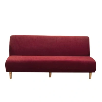 Abbildung von Sofabezug Ohne Armlehnen Beige/Grau 3/2 Sitzer Sofabettüberzug Armlehne Rutschfest Stretch Spandex Futon Sofa Sitzbezüge Faltbar klappbares Schlafsofa Schonbezug(120 150cm,Red)