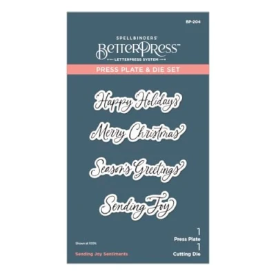 Abbildung von Spellbinders Sending Joy Sentiments Press Plate &amp; Die Set (BP 204)