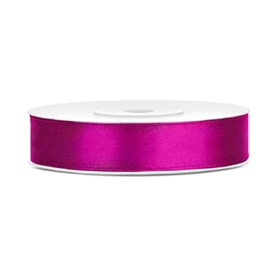 Abbildung von Libetui 25 Meter Satinband Fuchsia 12mm Schleifenband Geschenkband Fuchsie Dekoband Hochzeitsdeko Band Stoffband dunkelpinke Schleife