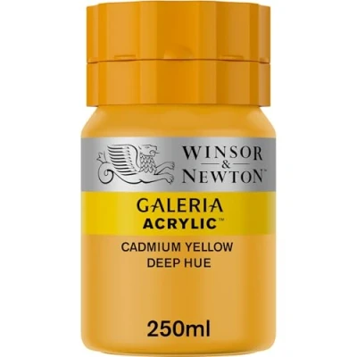 Abbildung von Winsor &amp; Newton 2137115 Galeria Acrylfarbe, hohe Pigmentierung, lichtecht, buttrige Konsistenz, 250 ml Tube Kadmiumgelb Dunkel
