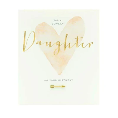 Abbildung von UK Greetings Geburtstagskarte für Tochter Lovely Daughter Design, Weiß/BeigeGelbGrün, 159 mm x 184