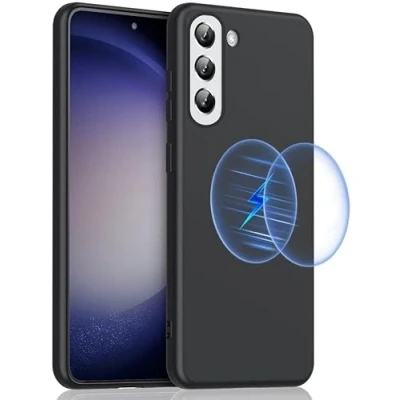 Abbildung von Hülle Passend für Samsung Galaxy S24 Plus Kompatibel mit MagSafe Starke Schutzhülle Back Cover Magnet Geeignet kabelloses Aufladen Magnetring Schwarz