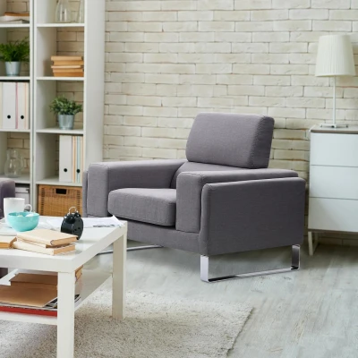 Abbildung von Barth 3 Sitzer Sofa mit Stoffbezug Hellgrau Menzzo