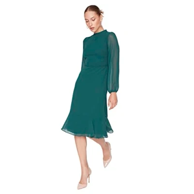 Abbildung von Trendyol Damen Gerade Midi Lange Ärmel Tag Nacht Regulär Kleid