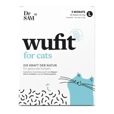 Abbildung von Dr. SAM wufit Cats Wurmkur sekundierende Tabletten für Katzen, 100% pflanzlich, als Unterstützung der natürlichen Magen Darm Funktion, Katzen über 5kg (3 Monatspackung)