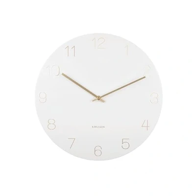 Abbildung von [DL] Wall Clock Charm Engraved Numbers White D. 40cm, H. 3,5cm, Excl. 1 AA Battery