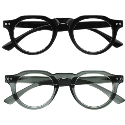 Abbildung von OPULIZE RIO Lesebrille mit Blaulichtfilter 2er Pack Oben Abgeflachter Rahmen Schwarz, Grau Damen &amp; Herren Federscharniere BB53 17 +3.50