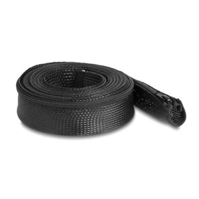 Abbildung von Delock Geflechtschlauch mit Reißverschluss hitzebeständig 3 m x 50 mm schwarz