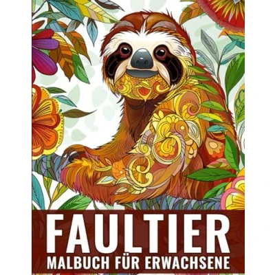 Abbildung von Faultier Malbuch: Tier Malbuch Für Erwachsene, Jugendliche und Kinder zur Entspannung &amp; Stressabbau 50 Niedliche Illustrationen Von Faulen Faultieren