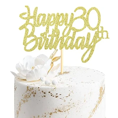Abbildung von Sumerk 1 Stück Happy 30th Birthday Cake Topper Glitter 30.Geburtstag Tortendeko 30 Geburtstag Geburtstagskerzen für mann frauen