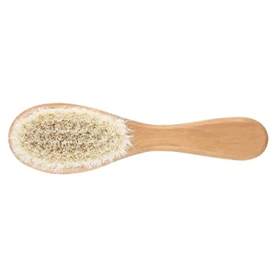 Abbildung von Babyhaarbürste Weiche natürliche Ziegenhaar Kamm Säuglingskopfmassage Pflegenkamm mit Holzgriff
