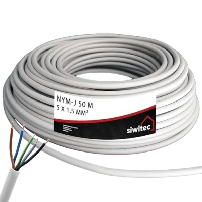 Abbildung von siwitec NYM Kabel, 3x1,5, 3x2,5, 5x1,5, 5x2,5, 50m, 100m (2x50m Ring) Stromkabel, (5000 cm)