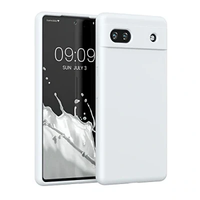 Abbildung von kwmobile Hülle kompatibel mit Google Pixel 6a weiches TPU Silikon Case Cover geeignet für kabelloses Laden Weiß matt