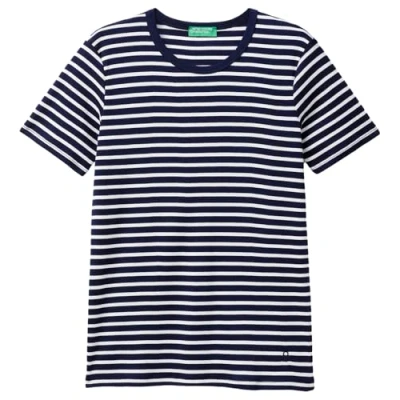 Abbildung von United Colors of Benetton CREW NECK Striped Tshirt print, Damen, Größe: Small, Light blue