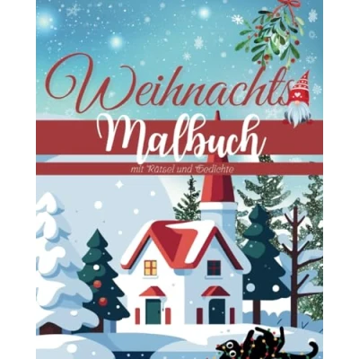 Abbildung von Weihnachts Malbuch mit Rätsel und Gedichte: 24 Bilder zum Ausmalen Gedichte Christkindbrief