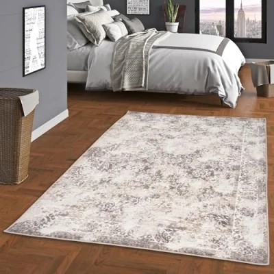 Abbildung von Pergamon Designer Teppich Tawira Vintage Grau Beige Bordüre in 5 Größen