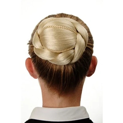 Abbildung von WIG ME UP N672 613 Dutt Haarknoten Haarteil aufwendig geflochten verspielt Tracht Steck Kamm Haarnadel Blond Platinblond