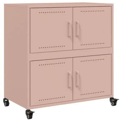 Abbildung von vidaXL Sideboard, Kommode mit Stauraum Rollen, Beistellschrank für Wohnzimmer Schlafzimmer Büro, Anrichte Schrank, Rosa Kaltgewalzter Stahl