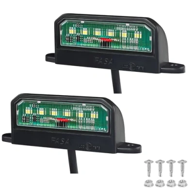 Abbildung von Qiping 2PCS LED Kennzeichenbeleuchtung,12/24V Universal Kennzeichenleuchte mit E Mark Zulassung für LKW PKW Anhänger RV