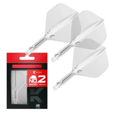 Abbildung von Target Darts K Flex Integrierter Dart Flug und Schaft, Nr. 2 Klar (Kurz) 3er Pack No 2, Präzisionsgeformte in 1 Flüge Schaft Professionelles Zubehör