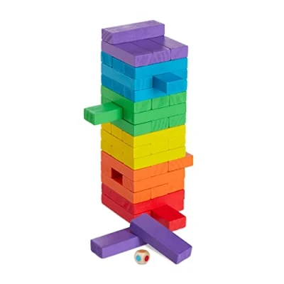 Abbildung von relaxdays Stapelspielzeug Holz Wackelturm bunt