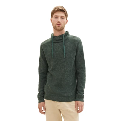 Abbildung von TOM TAILOR Strickpullover, mit Kordelzug am Stehkragen