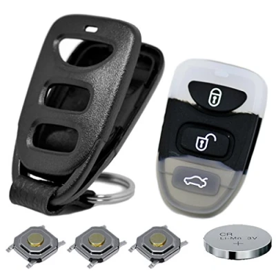 Abbildung von Auto Schlüssel Funk Fernbedienung 1x Gehäuse 3 Tasten + Tastenfeld 3X Mikrotaster CR2032 Batterie für Hyundai/Kia