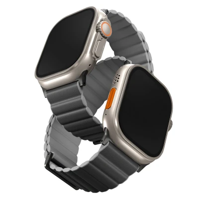 Abbildung von Uniq Apple Watch Armband Echtes Leder Bunt Geeignet für 1 9 / SE Ultra (2) 42/44/45/49 mm Anthrazit/Aschgrau