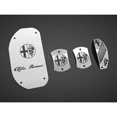 Abbildung von Pedale Set mit Fußstütze Stahlabdeckung für Alfa_Romeo 147 &amp; GT (937) Schaltgetriebe 4 Stück Auto Pedal Pedalkappen Brems Gas Kupplungspedal Fußablage Fußpedal Edelstahl Gebürstet Komplett