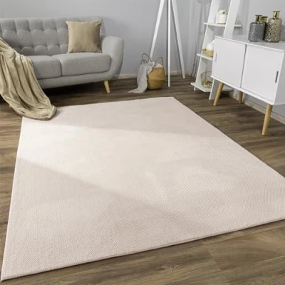 Abbildung von Paco Home Teppich Wohnzimmer Schlafzimmer Kurzflor Skandinavisches Boho Muster Melierte Optik Moderne Einfarbige Deko, Grösse:60x100 cm, Farbe:Beige