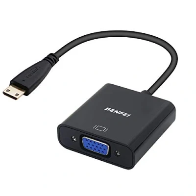 Abbildung von Benfei Mini HDMI auf VGA Adapter, vergoldeter Adapter (Stecker Buchse) für Ultrabooks, Notebooks, Tablets, Kameras und Camcorder, Schwarz