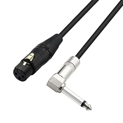 Abbildung von PNGKNYOCN Rechteckiger Winkel 6.35mm Mono zu XLR 3 Pin Kabel, 90 Grad 1/4 Stecker Buchse Verbindungskabel für Soundbox, Mikrofon, Leistungsverstärker usw. (50cm)