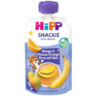 Abbildung von HiPP Sportsfreund Quetschbeutel (Mango in Banane Orange Birne mit Reis, 100% Bio Früchte ohne Zuckerzusatz) 6 x 120 g Beutel