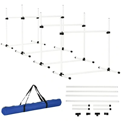 Abbildung von Agility Hürdenset Slalom Stangen Hunde Training Set 4 x Hürden Weiß