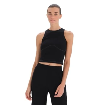 Abbildung von Dagi Women&#039;s Black Long Sleeve Crew Neck Regular Tanktop, Black,S