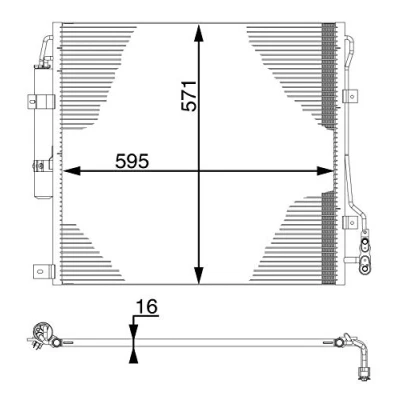Abbildung von MAHLE ORIGINAL AC 760 000S Klimakondensator mit Trockner 16mm 10,15mm 595, 596mm LAND ROVER: Range Rover 3