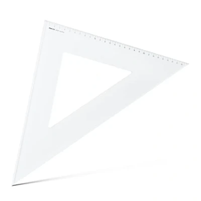 Abbildung von Aristo AR4530F Dreieck 45 mit Facette (Kathete 297mm, Hypotenuse 420mm, abriebfeste Tiefprägung der Teilung, Plexiglas) transparent